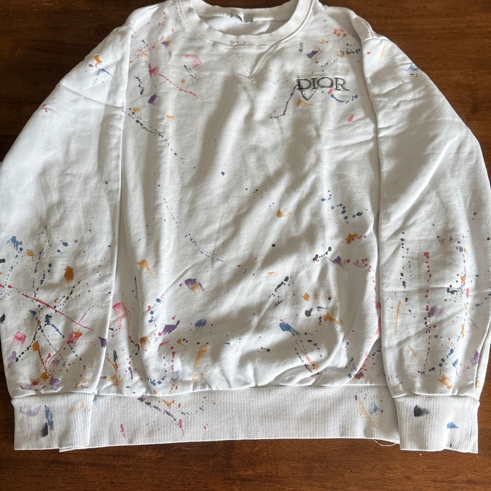 Dior White Multicolor Splatter Sweatshirt